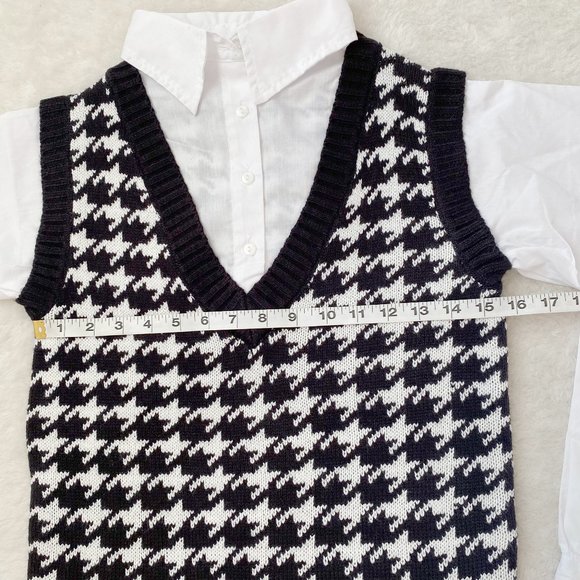 Heart&Heels NWOT Women's Long Sleeve Shirt with Sweater Dress, Black/White, Sz S - Picture 4 of 9